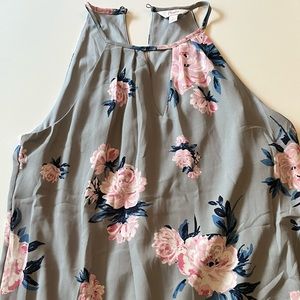 Grey Floral Halter Dress